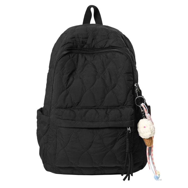 致青春|新款流行棉服絎縫雙肩包女休閒百搭太空棉背包跨境批發大容量學生書包「9510-129」25.11-4