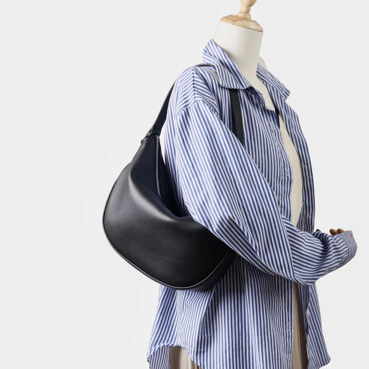 質感真皮|2025新款小眾休閒百搭頭層粒面小牛皮腋下韓版半月包柔軟牛皮斜挎「7031」25.06-3