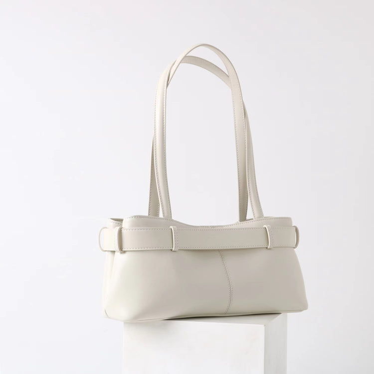 質感真皮|2025新款百搭女輕奢法式高級感機車包法棍包保齡球女單肩腋下包「6147」25.06-4