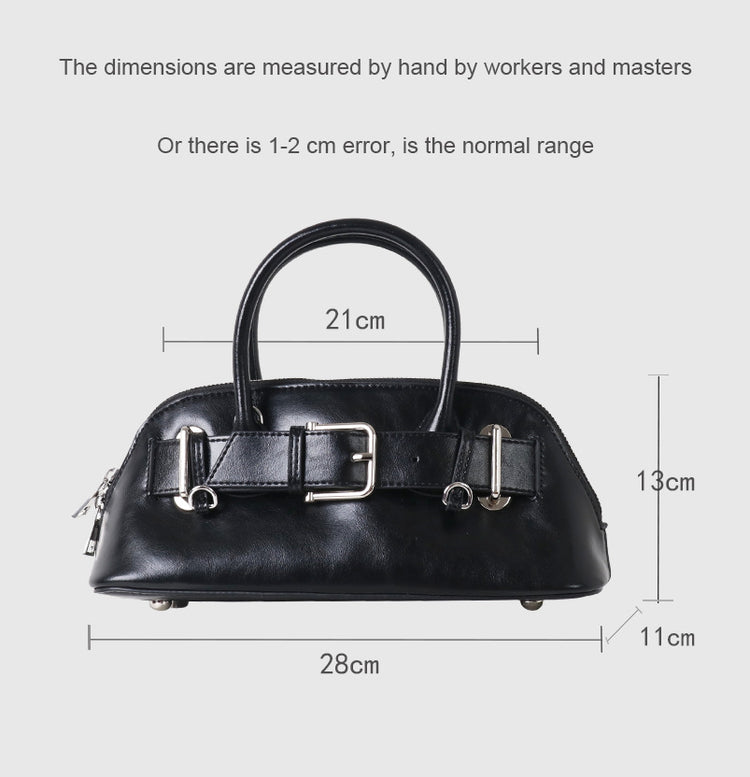 質感真皮|2025新款百搭手提包時尚優雅肩斜背包韓國小眾手提保齡球包包「6717」25.07-2