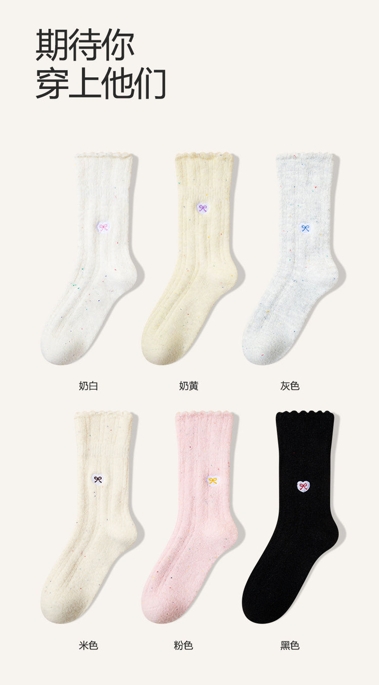 女襪|白色堆堆襪子女秋冬季加絨加厚蓄熱保暖澳絨襪潮流好搭彈力中筒襪「DB2435」24.12-4