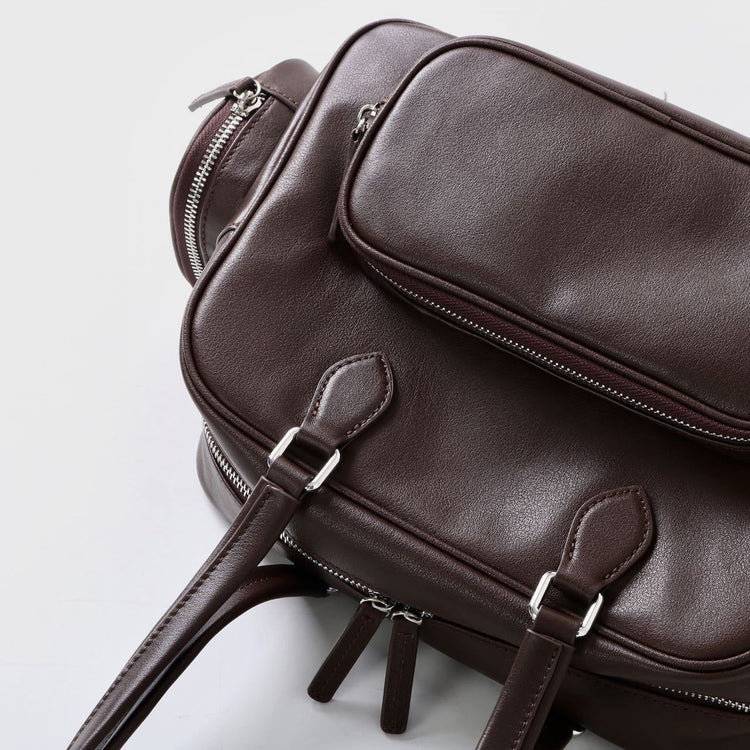 質感真皮|2024新款復古運動手提包機車包大容量秋冬單肩公文包休閒真皮女包「3301」24.12-4