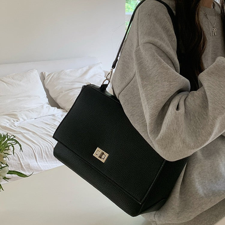 日韓流行|2025年新韓版春夏新款大容量托特包翻蓋鎖扣單肩包休閒通勤斜跨包「9601#」25.05-2