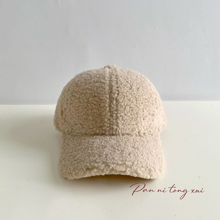 流行帽子|純色仿羊羔毛棒球帽男女秋冬季保暖彎檐鴨舌帽青年戶外休閒潮帽子「Q9466」24.10-2