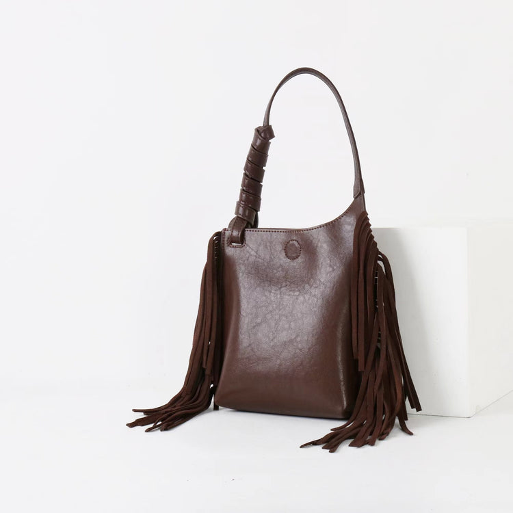 質感真皮|2025全新流蘇軟牛皮斜背包度假風百搭休閒信封包潮流輕奢單肩斜挎包「7058」25.09-4