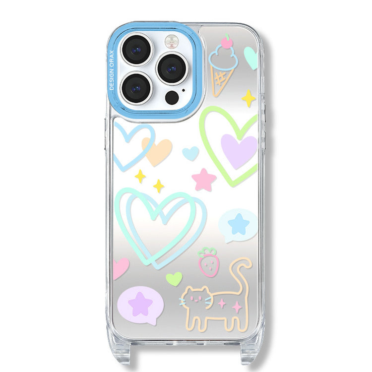 手機殼|蘋果13手機殼iPhone14pro適用15promax卡通11/12掛繩鏡面殼「WM0623」24.07