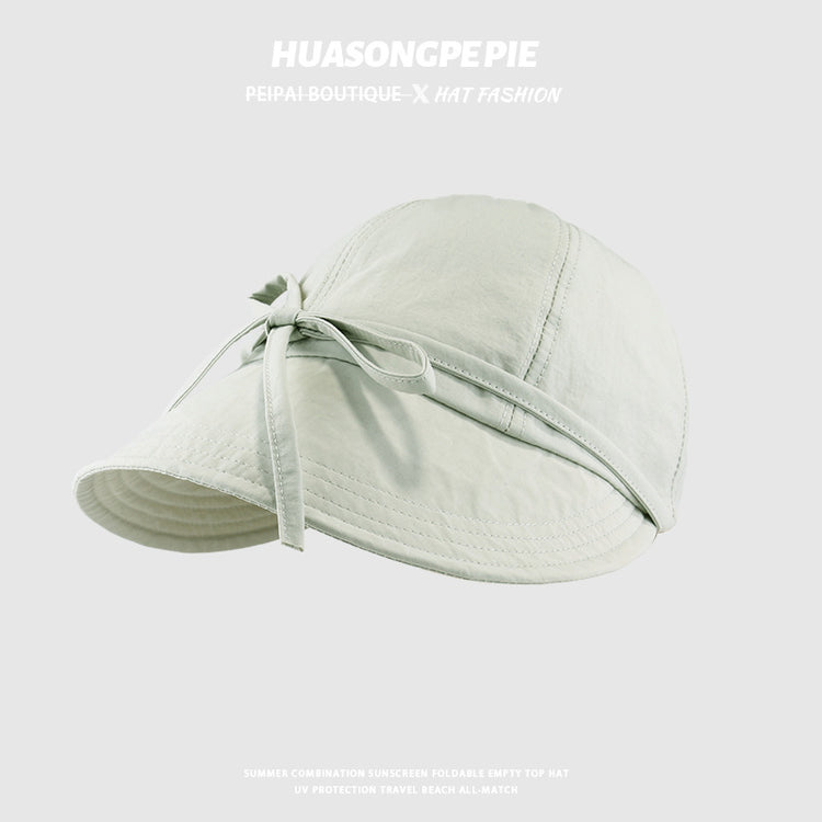 流行帽子|遮陽帽子女2024新款夏季速乾蝴蝶結漁夫鴨舌帽防曬防紫外線太陽帽「C3765」24.03-4