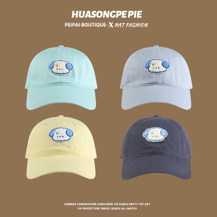 流行帽子|帽子防曬帽夏季女2024新款寬檐遮臉百搭棒球帽子小狗情侶鴨舌帽男「C4054」24.06-2