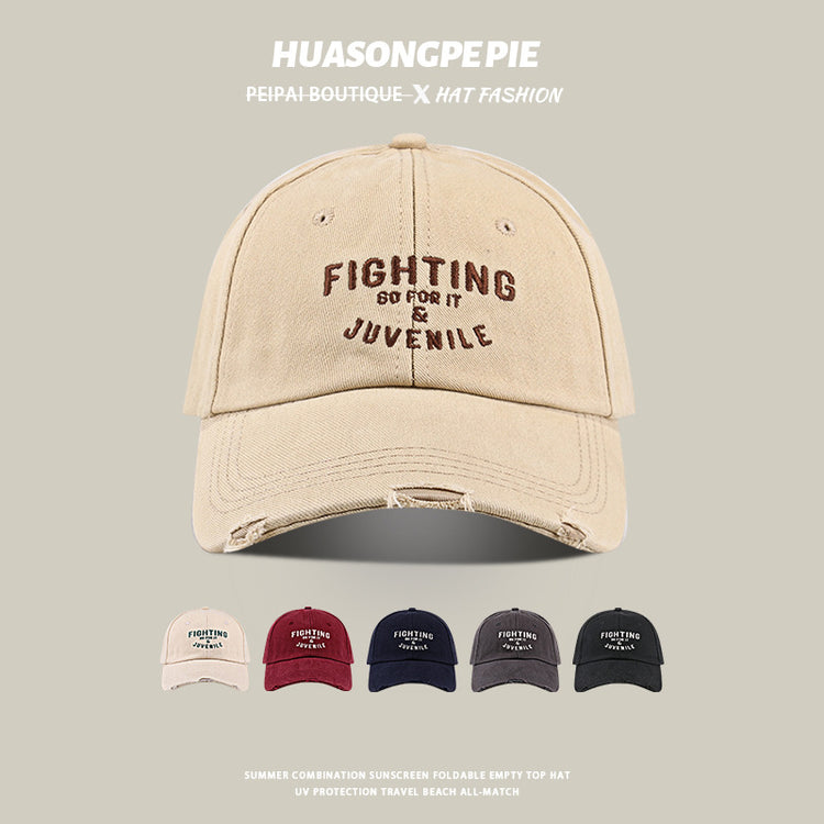 流行帽子|帽子春秋女百搭顯臉小遮陽帽學生百搭防紫外線防曬帽破洞棒球帽男「C3644」24.02-1