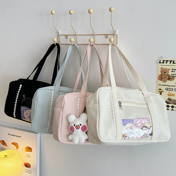 致青春|可愛痛包日系少女通勤百搭手提包大容量單肩包學院風透明包「654-23」24.10-2