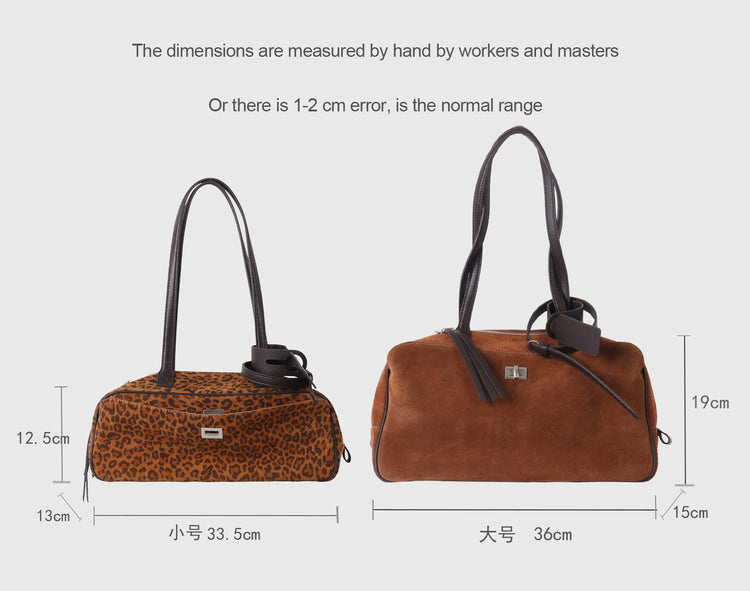 質感真皮|2025新款百搭輕奢磨砂牛皮波士頓大包單肩托特枕頭通勤保齡球包「X3989D3988」25.09-3