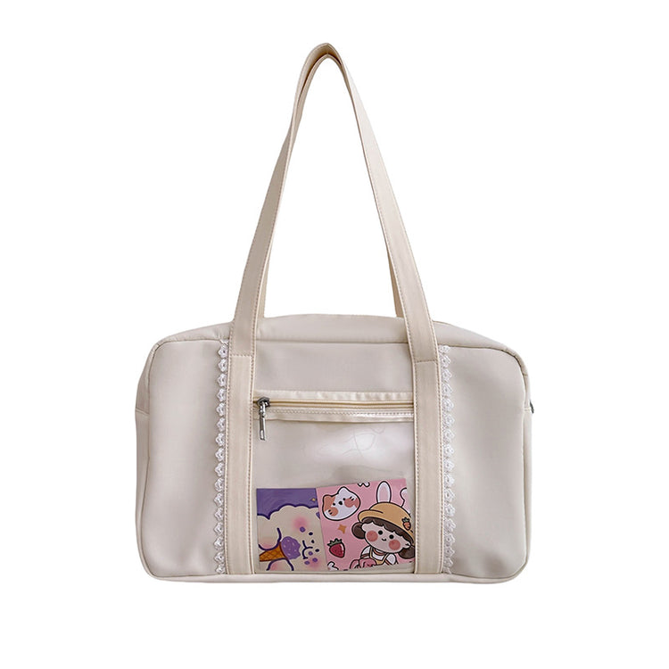 致青春|可愛痛包日系少女通勤百搭手提包大容量單肩包學院風透明包「654-23」24.10-2