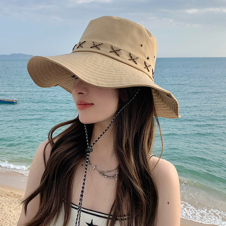 流行帽子|夏季露營帽復古西部牛仔大帽簷遮陽防曬戶外登山帽子釣魚漁夫帽「C3697」24.03-2