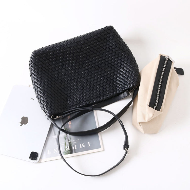 質感真皮|2025新款編織托特包女新款小眾設計高級感通勤大容量單肩腋下包包「7030」25.06-3