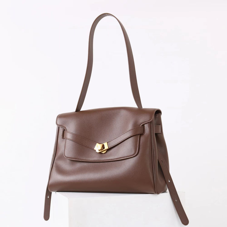 質感真皮|2025新款通勤復古百搭單肩斜背包外出上班公文包女包時尚潮流單肩包「6191L」25.12-1