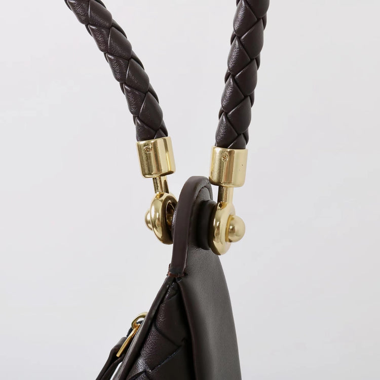 質感真皮|編織半月包Hobo腋下包2025新款百搭單肩大容量女包斜挎手提包「6032」25.02-2