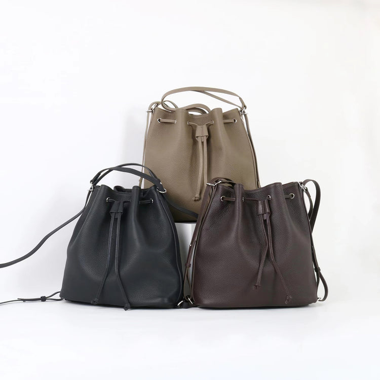 質感真皮|2025新款時尚歐美氣質頭層牛皮雙肩水桶包百搭斜挎單肩斜挎高級感「7061」25.11-1