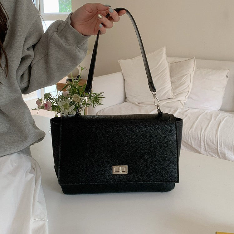 日韓流行|2025年新韓版春夏新款大容量托特包翻蓋鎖扣單肩包休閒通勤斜跨包「9601#」25.05-2