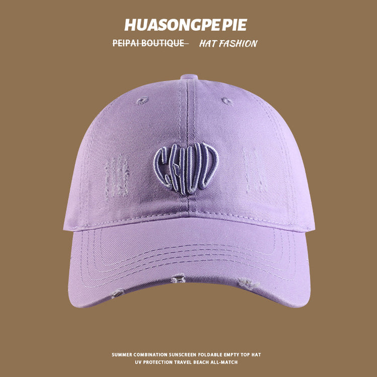 流行帽子|帽子防曬帽夏季女新款立體刺繡CHVD字母純色寬檐百搭遮臉棒球帽潮「C4065」24.06-3