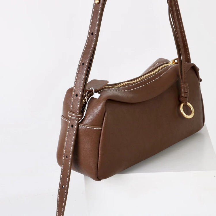 質感真皮|2025新款時尚軟牛皮枕頭包時尚百搭單肩斜背包高級感小眾設計腋下包「7059」25.09-4