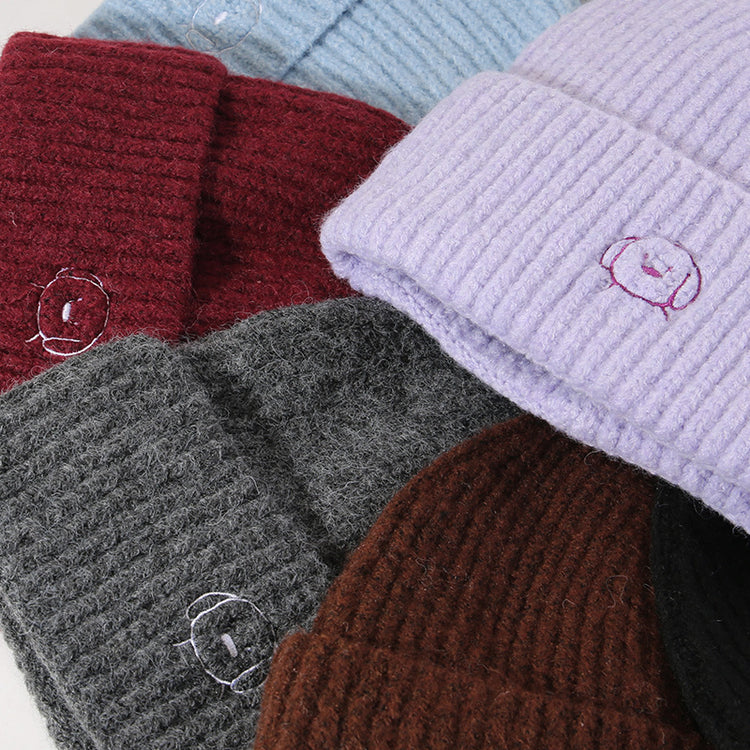 流行帽子|秋冬可愛卡通刺繡針織帽子女大頭圍保暖護耳帽顯臉小毛線帽男冷帽「C5580」25.09-4