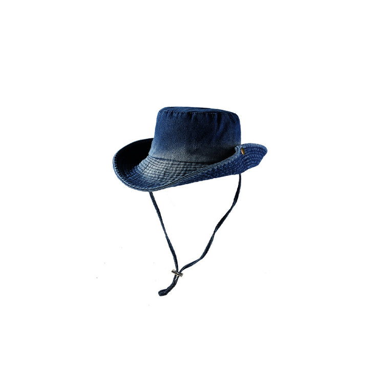 流行帽子|帽子2024新款復古風日系牛仔漁夫帽百搭水洗大卷邊春秋戶外登山帽「C4268」24.08-2