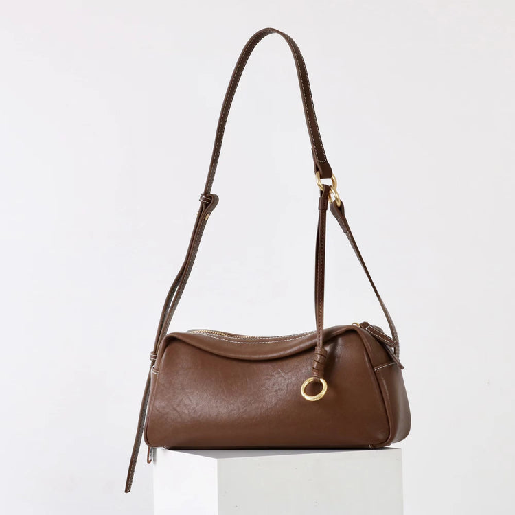 質感真皮|2025新款時尚軟牛皮枕頭包時尚百搭單肩斜背包高級感小眾設計腋下包「7059」25.09-4