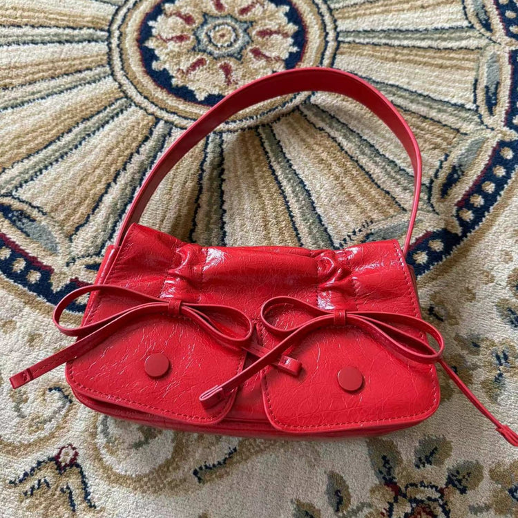 質感真皮|2024新款個性設計抽繩手提包單肩斜背包韓版辣妹廢土風多口袋包「7822」24.07-5