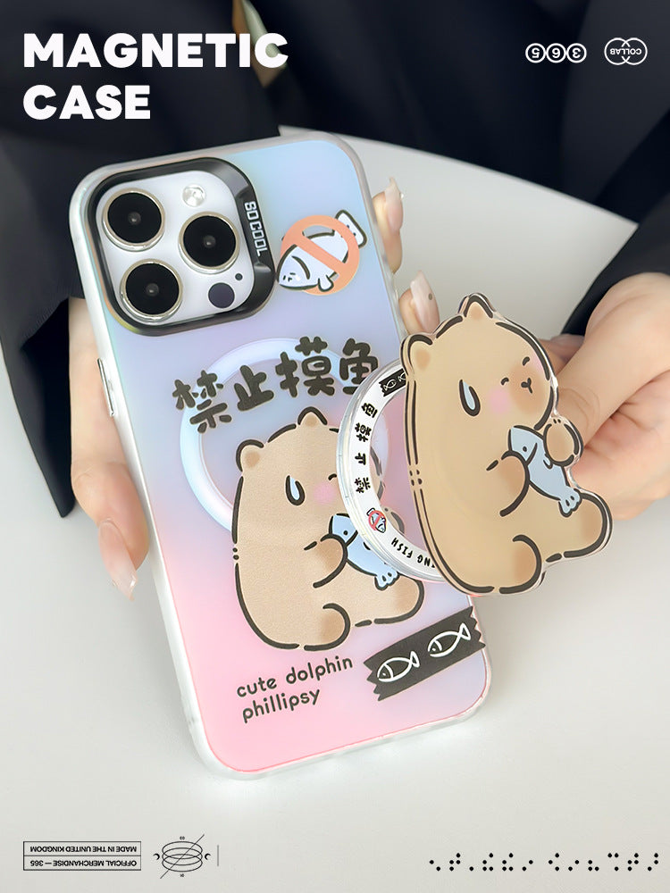 手機殼|蘋果15Pro手機殼iPhone14適用mate60支架華為P70磁吸磨砂鐳射「LR0867」24.07