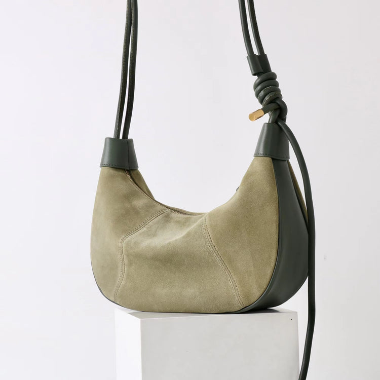 質感真皮|2025新款磨砂牛皮休閒百搭牛角月牙餃子包真皮腋下包簡約通勤「7040」25.06-4