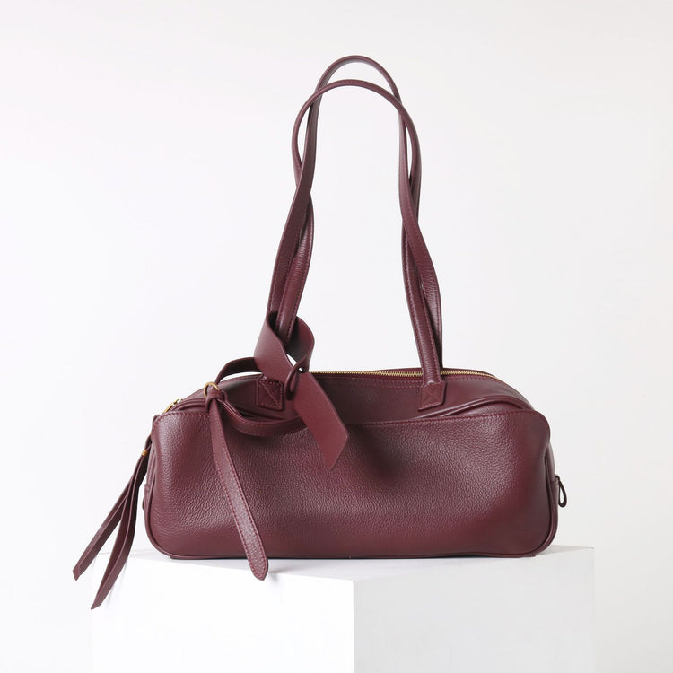 質感真皮|2025全新百搭輕奢小眾高級感波士頓大包肩托特枕頭通勤保齡球包「6163」25.07-1