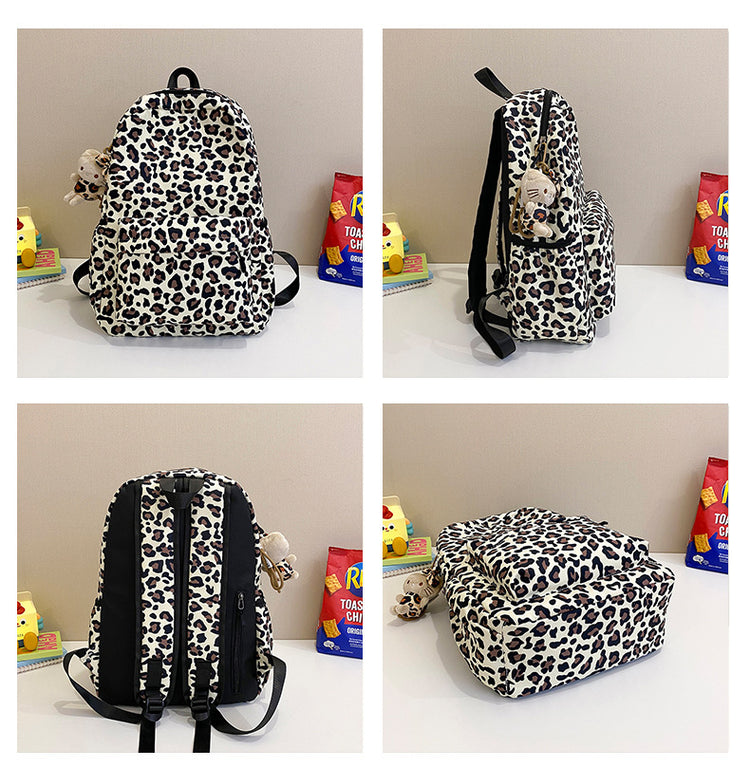 致青春|跨境海外熱銷時尚豹紋背包潮流印花時尚雙肩包女洋氣百搭大學生書包「5504」24.10-5