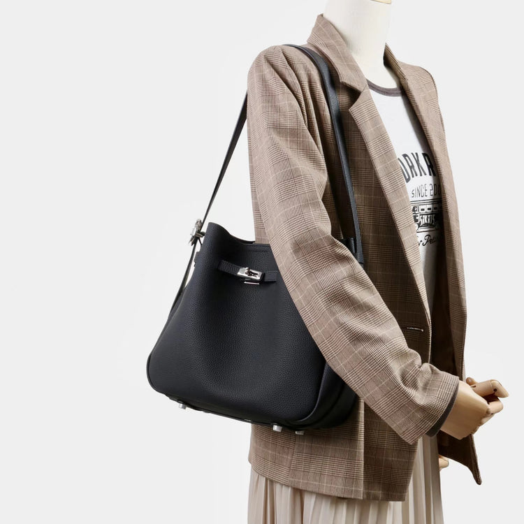 質感真皮|2025新款頭層牛皮高級感單肩斜背手提水桶包大容量小眾百搭「OS53088」25.11-1