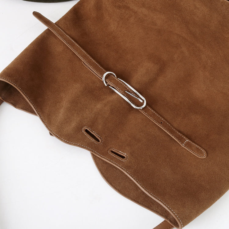 質感真皮|2025新磨砂牛皮托特包hobo腋下包皮帶裝飾餃子水桶包百搭單肩包「6185S」25.11-2