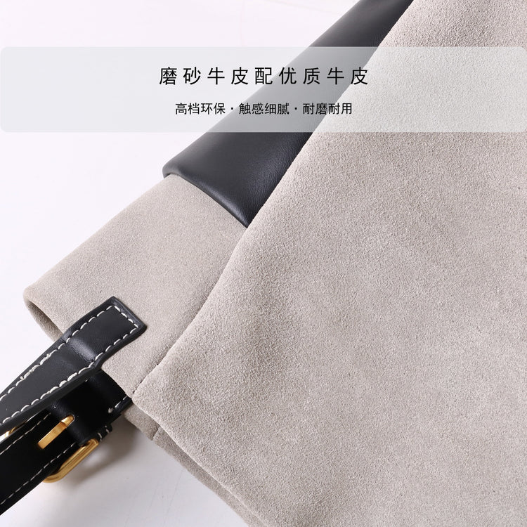 質感真皮 | 2025新款磨砂牛皮托特水桶包簡約高級單肩包休閒通勤斜挎手提包包「7035」25.08-1