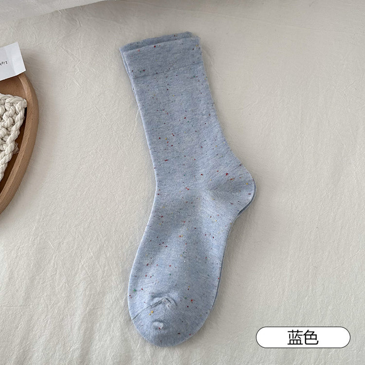 女襪|堆堆襪子女春夏季新款點子紗月子襪棉質親膚吸汗透氣彈力中筒襪「FM2502」25.03-1