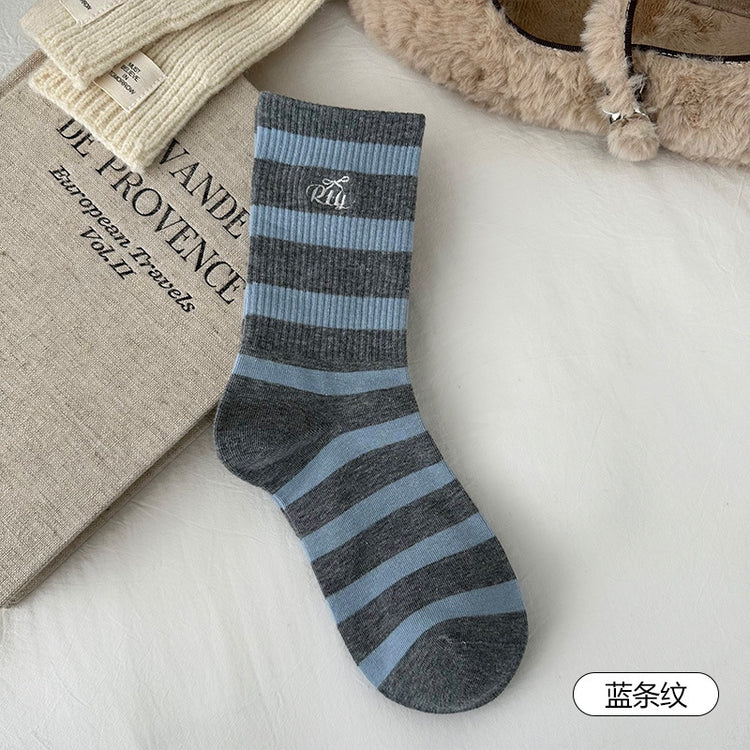 女襪|灰色羊毛襪子女冬季加絨加厚保暖愛心蝴蝶結堆堆襪彈力親膚中筒襪「HD25856」25.11-2