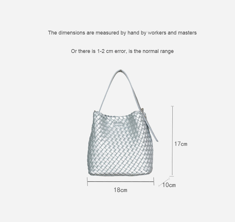 質感真皮|2024新夏季編織手提菜籃時尚百搭肩背包斜背包水桶網紅休閒包「6952」24.07-2