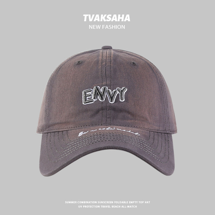 流行帽子|2024新款做舊立體刺繡純色百搭寬檐遮臉防曬棒球帽戶外出遊帽子女「C4269」24.08-2