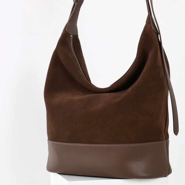 質感真皮|2025年新美拉德高級感輕奢高質感磨砂牛皮大容量水桶包時尚「6173」25.09-2