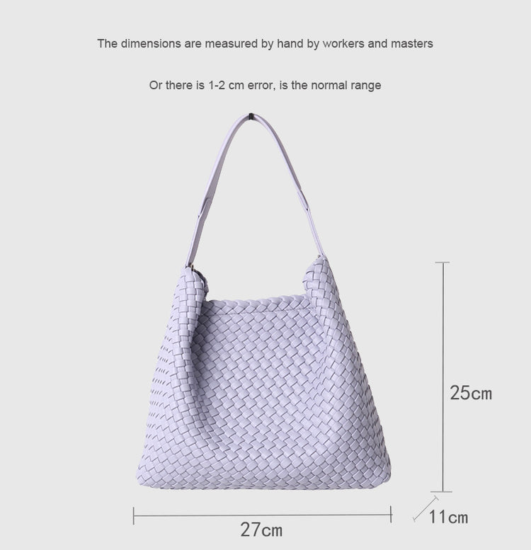 質感真皮|2025新款編織托特包女新款小眾設計高級感通勤大容量單肩腋下包包「7030」25.06-3