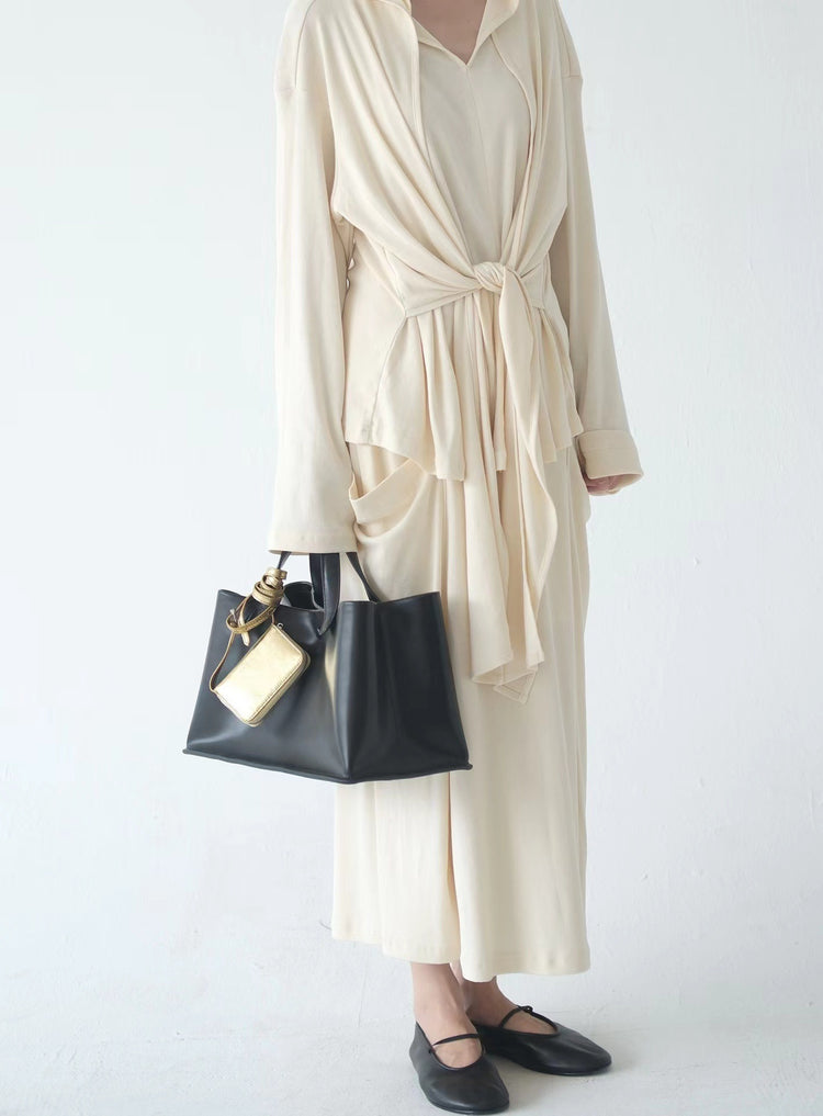 質感真皮|2024年新韓版托特包女頭層牛皮大容量高級感復古通勤包法式小眾包「3725」24.07-5