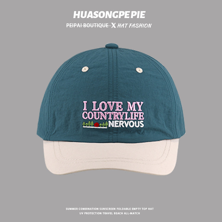 流行帽子|帽子【520系列】loveyou字母刺繡短檐百搭速乾甜酷風多巴胺棒球帽「C3954」24.05-3