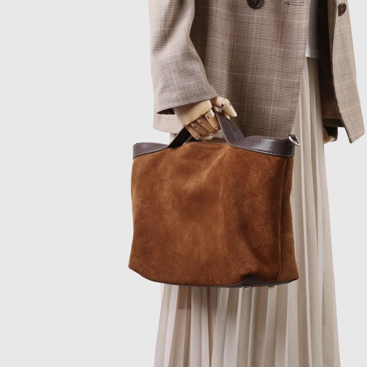 質感真皮|2025新款復古通勤磨砂牛皮大容量手提包鬆弛感托特包軟皮斜背包「9107」25.11-4