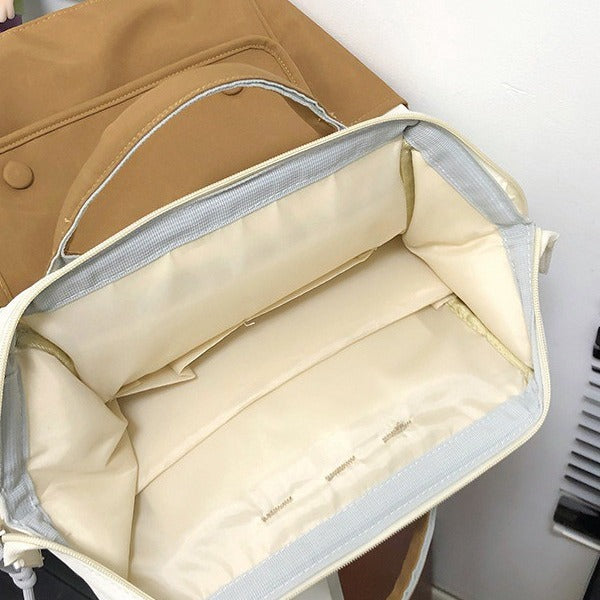 致青春|春季新書包女日系ins撞色中小學生手提雙肩包韓版ins學院風背包「876-360」24.04-1