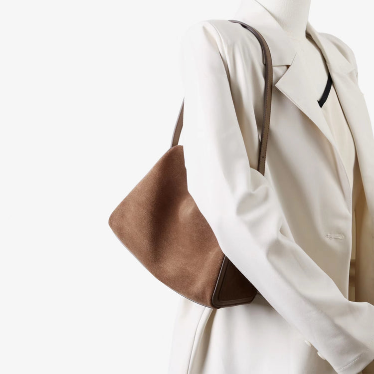 質感真皮|2025新款復古絨面磨砂牛皮柔軟高級感小眾餃子包流行時尚單肩斜挎「7038」25.06-4