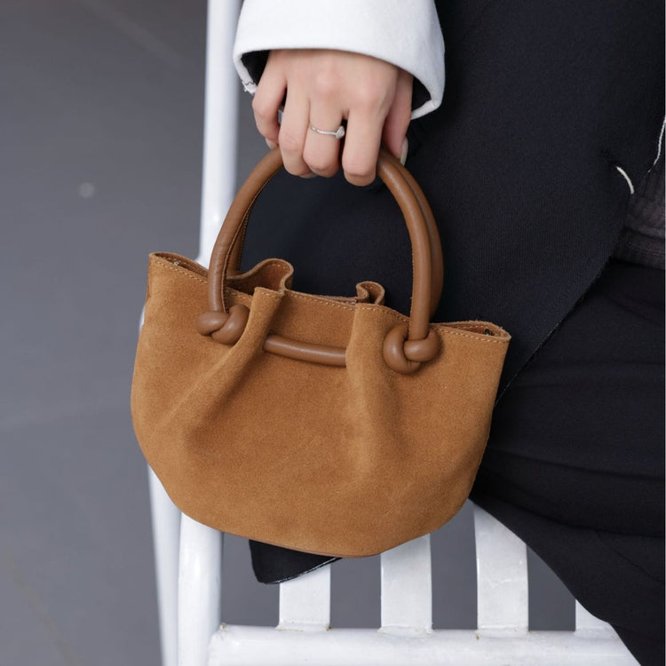 質感真皮|2024新款秋冬高級感百搭磨砂褶皺餃子包腋下包女式單肩斜挎「6962」24.08-1