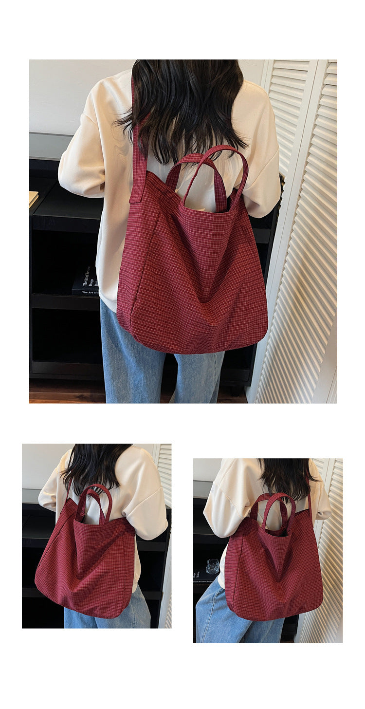 致青春|2025新款時尚大容量帆布包女小眾托特包百搭斜挎包通勤單肩手提包「1883-125」25.10-1