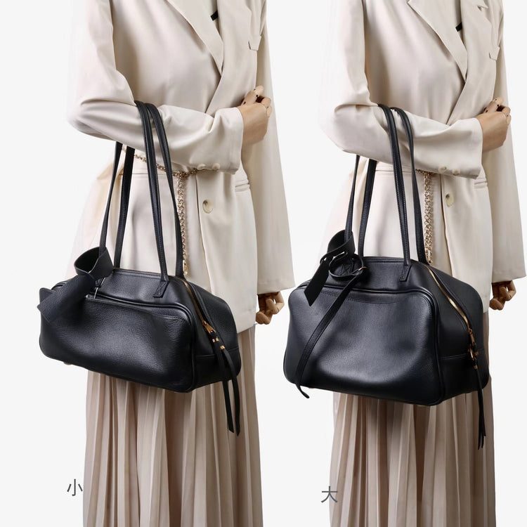 質感真皮|2025全新百搭輕奢小眾高級感波士頓大包肩托特枕頭通勤保齡球包「6163」25.07-1