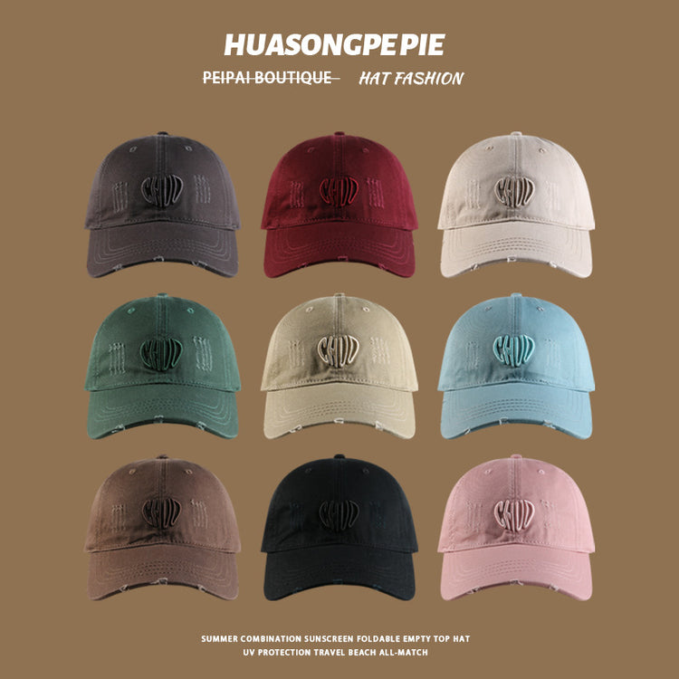 流行帽子|帽子防曬帽夏季女新款立體刺繡CHVD字母純色寬檐百搭遮臉棒球帽潮「C4065」24.06-3